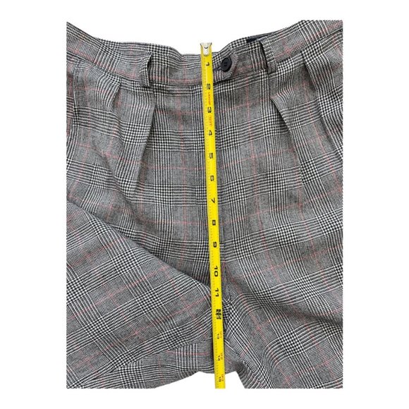 Giorgio Sant Angelo Vintage High Waist Glen Check Orange Pleated Wool Pants 12 - Picture 7 of 10